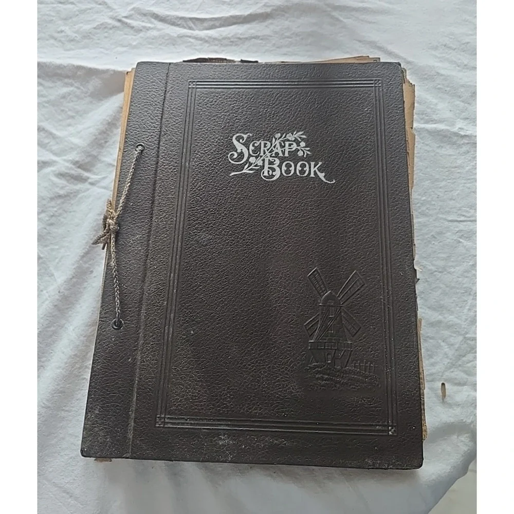 Vtg‎ String-Bound Scrapbook Clippings Cut-Out Handwritten Ephemera Recipe Book